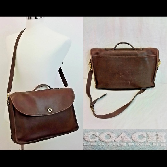 VINTAGE COACH Leather - Lexington Briefcase Messenger Bag Mahogany VTG 1990
